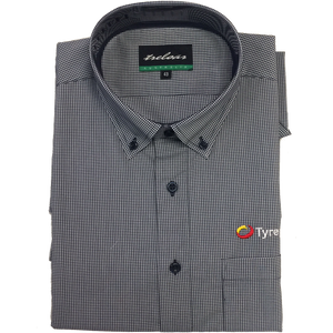 Mens Long Sleeve Micro Check Shirt with Pocket TP3/MT634 NAVY