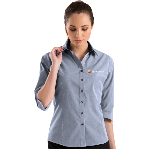 Womens 3/4 Sleeve Micro Check Shirt TP3/JK/534 NAVY