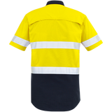 Mens Rugged Cooling Taped Hi Vis Spliced S/S Shirt TP3/SY/ZW835 YELLOW/Navy