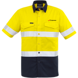 Mens Rugged Cooling Taped Hi Vis Spliced S/S Shirt TP3/SY/ZW835 YELLOW/Navy